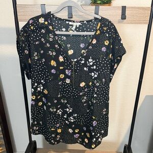 Women speed limit Floral Black Women's Top plus size 2X